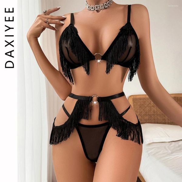 Bras sets sexy pots-patchwork lingerie Costumes exotiques femme 3 pièces en msh pur sous-vêtements érotiques ensemble