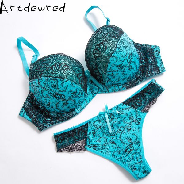 Conjuntos de sujetadores Sexy Tanga de encaje Push Up Bra Set Lencería Mujer Ropa interior Conjuntos Íntimos Bordado Floral Negro Blanco Gran tamaño Sujetador Conjuntos breves 230426