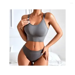 Soutien-gorge ensembles simples sous-vêtements sans couture ensemble sans armatures style gilet couleur unie beauté dos soutien-gorge de sport confort