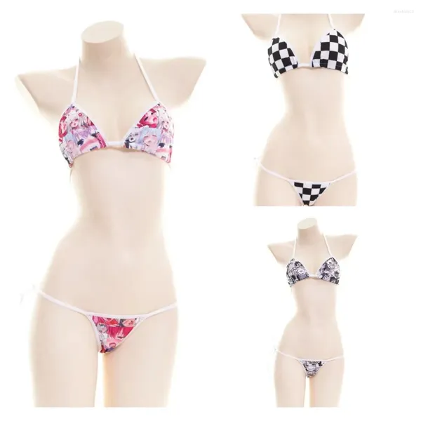 Bras Sets Summer Kawaii Bikini Set Cartoon Printing Bandage Anime Costume exotique Cosplay MAINEMENT FEMMES SEXH