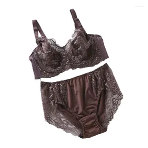 Bh Sets Zomer Stijl Dunne Sexy Lingerie Vrouwen Plus Size 110EFGH Grote Cups Kant Bloem Slips vrouwen Ondergoed Pakken