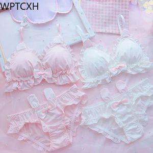 Conjuntos de sujetadores Sweet Girls Kawaii Lolita Bra Bragas Set Comfort Lencería Suave Sin Underwire Bralette Linda Ropa interior japonesa