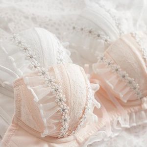 Bras ensembles Sweet Lolita and Panties Lace Dreerie Lingerie Daisy pliage -ed Bow sans anneau en acier rassemblé