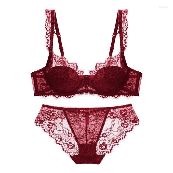 Bras ensembles de lingerie solide en denterie solide femme sexy coton mince sous-vêtements transparent féminin anti-affaissement voir à travers le soutien-gorge set tous les jours