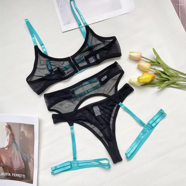 Conjuntos de sujetadores Sujetador transparente Tangas Lencería sexy para mujeres Delgada Transpirable Cómodo Talla grande Panty Babydoll Ropa interior íntima