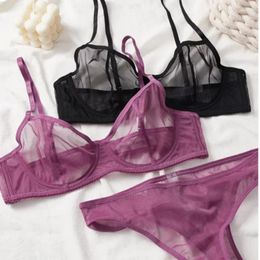 Conjuntos de sujetadores Conjunto de sujetador sin costuras transparente Ropa interior de mujer Moda Damas Bralette Secreto Lencería sexy 2 piezas Bragas