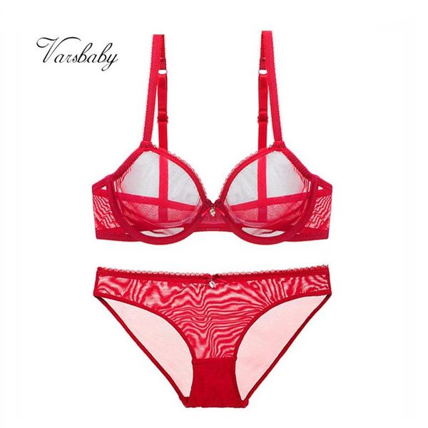 Soutien-gorge Ensembles Varsbaby Sexy Big Rouge Transparent Fil Lingerie Ensemble Strass Bow Transparent Soutien-Gorge Et Panty194a