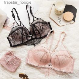 Bh's Sets Wasteheart Damesmode Roze Groen Sexy Lingerie Sets Katoenen Slipje Ondergoed Push Up Bh Sets Cup A B Voorsluiting Draadloos Y200708 L230919