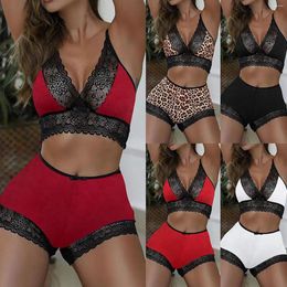 Bras Sets Femmes Bra Lorgon solide Lingerie Corset Set pour une taille haute de taille pyjamas Satin Men Summer