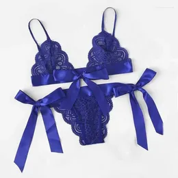 Soutien-gorge Ensembles Femmes Noël Flirt Sexy Lingerie Femme Sous-Vêtements Costume Bow Dentelle Trois Points Saint Valentin Vêtements Brassière Ensemble Exotique