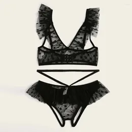 Bh Sets Vrouwen Intimates Blacklace Lingerie Set Plus Size Ultradunne Beha Ondergoed Ademend Nachtkleding Erotische Lingerine Outfit