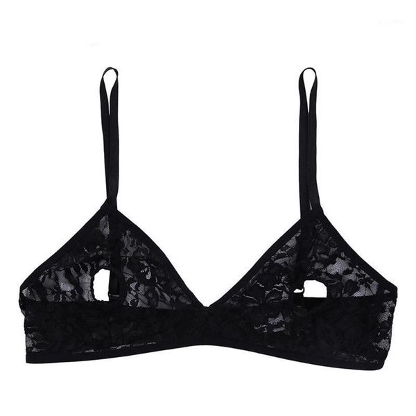 Conjuntos de sujetadores Mujeres Open Pezón Sujetador Lencería Suave Encaje Floral Sexy Sheer Hollow Out Bralette Wire- Top sin forro Nightwear181y