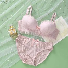 Set di reggiseni Intimo da donna In pizzo Sexy Kaii Raccolta Push Up Comfort Wireless Beauty Back Cute Ladies Reggiseno e slip Fe Lingerie SetL231202