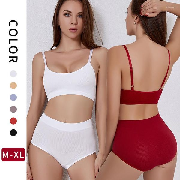 Conjuntos de sujetadores, conjunto de sujetador sin costuras para mujer, bragas sexis de talla grande de cintura baja, Bralette sin aros, lencería, sujetador, ropa interior femenina de algodón