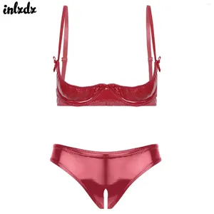 Bras Sets Femme Breft de lingerie en cuir breveté