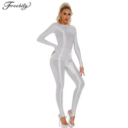 Soutien-gorge Ensembles Femmes Brillant Sports Set Col rond T-shirt à manches longues Top avec taille haute Leggings Collants Slim Fit Yoga Gymnastique