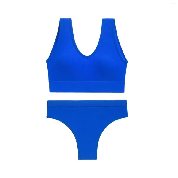 Bras Sets Womens sans anneaux en acier confortable grand sommeil de grand sommeil ensemble de sous-vêtements minces de sous-vêtements en u profonde emballent la lingerie en dentelle de fruits pour les femmes