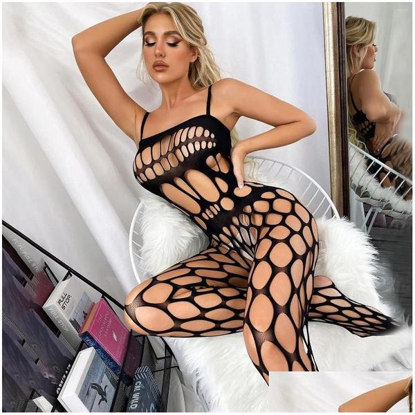 Reggiseni Set Y Costumi Lingerie Sheer Babydoll Intimo Camicie Body Stocking Catsuit Set erotico Camicia da notte Giarrettiere Abito porno Drop Del Dhqqg