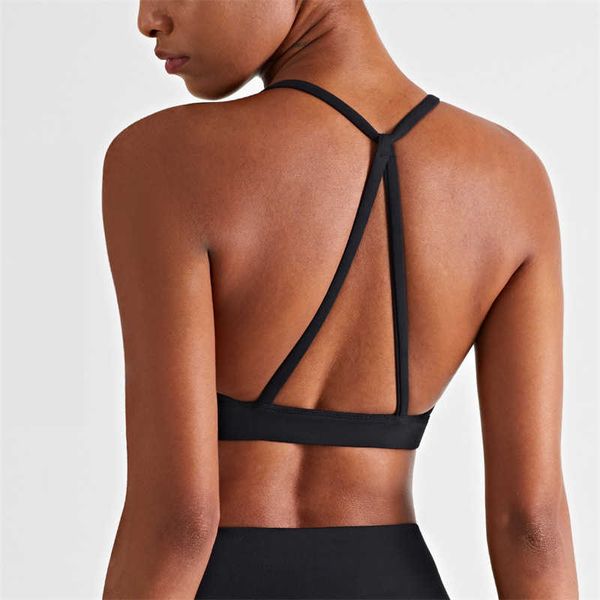 Sujetadores Sexy Backless Sports Bra Gym Workout Bra Mujeres Crop Top Chaleco de alto soporte Triangle Back Fitness Bralette Push Up Ropa interior J230529