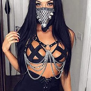 Bras Sexy Body Arnés Mujer Cadena Top Cinturón de cuero Club Festival Joyería de moda Accesorios góticos