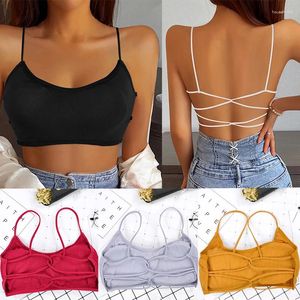 Soutien-gorge sexy soutien-gorge bandeau haut court mince spaghetti sangle sans couture tube dos nu bralette streetwear lingerie beauté dos t-shirt