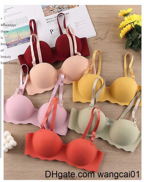 Bras Sexy Bras Push Up Seamss Ropa interior Mujeres Sólido Color Caramelo Wiress Lencería de una sola pieza Reunir Convertib Correas Brassiere 4113