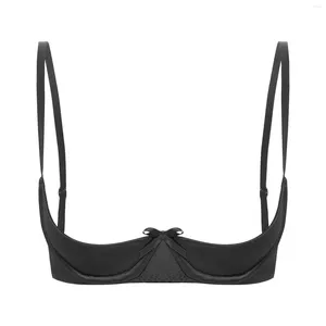 Bras sexy pour les femmes Half Cup Open Nipples Bra Brassiere Sous-arrière réglable Push Up Bralette Top Color Sous-Wear