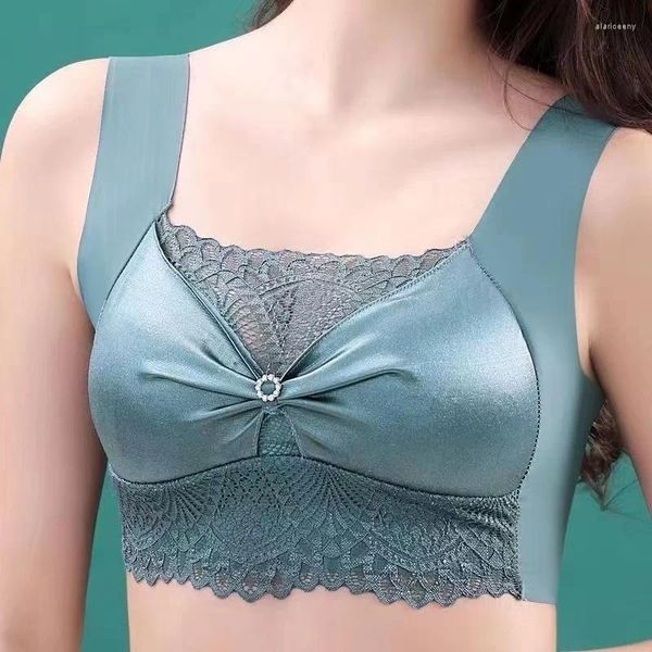 Soutien-gorge sexy en dentelle sans couture, coupe fixe, soutien-gorge pour femmes, sans anneau en acier, sous-vêtements de style, beau dos enveloppé sur la poitrine fine