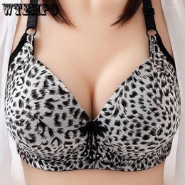 Soutien-gorge sexy léopard sous-vêtements femmes grande taille soutien-gorge push-up mince sans fil sans couture grande poitrine rassemblée 46/105 B C Bralette