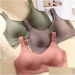 Bras Sexy Souleuse sans couture pour les femmes sans fil de cou sans fil Softs Sous-Wear Flory Comfort Brassiere Fashion Backless Push Up Lingerie Drop de Dhar5