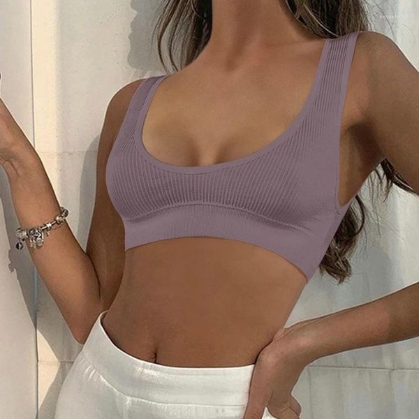 Soutien-gorge Sexy sans couture, soutien-gorge sans fil, brassière côtelée, sous-vêtements plongeants pour femmes, Lingerie confortable, petits seins, intimes