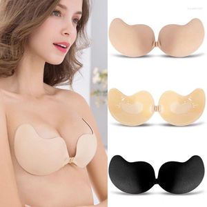 Soutien-gorge sexy sans bretelles sans bretelles, super push-up invisible, antidérapant, grande taille, silicone collant pour femmes, auto-adhésif