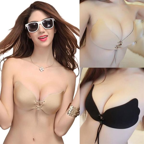 Soutien-gorge Sexy Femmes Silicone Adhésif Invisible Intimates Accessoires Wing Bra Stick Gel Push Up Dos Nu Bretelles Corde De Mariage Dress277z