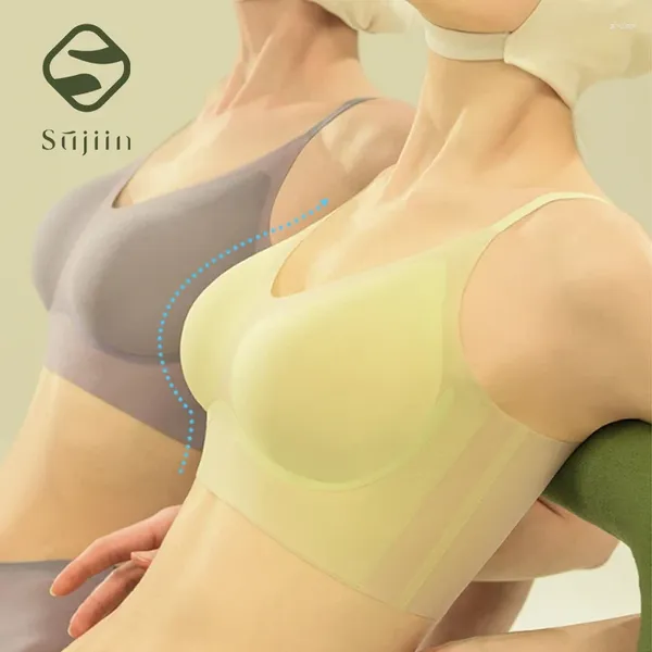 Bras Sujiin mince pour les femmes lissant la beauté sans couture arrière sans fil de soutien-gorge d'été femelle confortable sous-vêtements MX161G