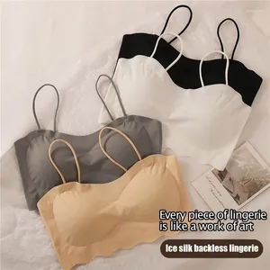 Bras Summer Fashion High Elastic Bra Femmes Rassemblement Bralette Push Up Anti-Light Wild Tube Top Sexy No Rims Lingerie