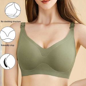 Bras Ultra dunne lasersnijdende dames fding bra verwijderbare gevoerde borstvuilende bh's plus size push -up zwangerschapsverpleegkundige beha y240426