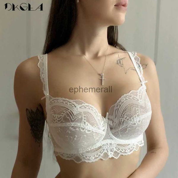 Bras Soutien-gorge ultra-mince soutien-gorge Transparent sous-vêtements Sexy grande taille D E tasse broderie femmes Lingerie blanc dentelle soutiens-gorge évider YQ231101