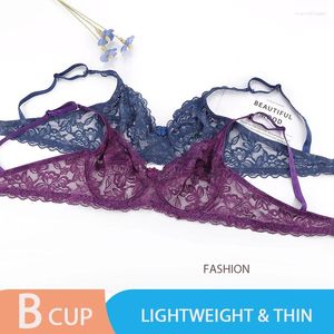 Bras UltraHin Push-up Lace for Women Big Size en acier Gathering Transparent Floral Fashion Sexy Lady Underwear Summer