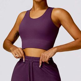 Bras Vest Women Gym Push Up sport ondergoed naadloze rib gebreide tanktops vrouwelijke beha hoge sterkte workout crop tops Brassiere Y240426