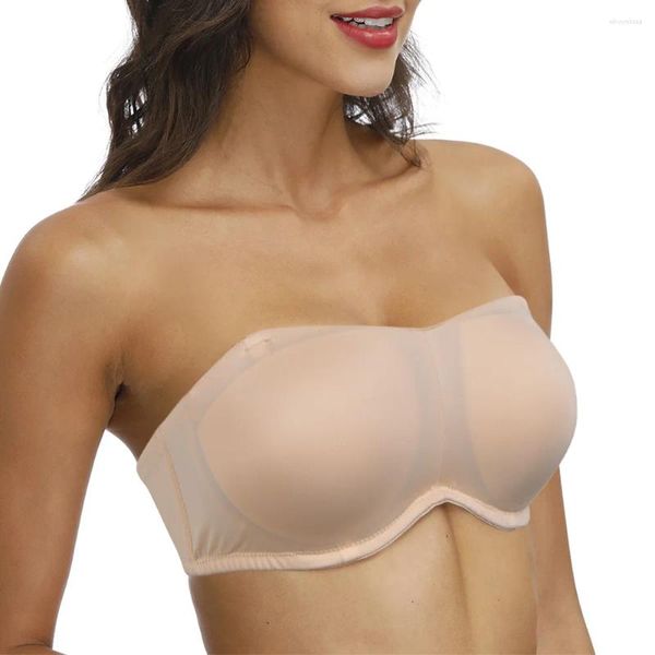 Soutien-gorge Vgplay Full Cup Femmes Soutien-gorge Plus Taille Rembourré Push Up Lingerie Plongeant Sous-vêtements sans bretelles Bretelles transparentes Brassière