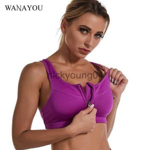 Bras WANAYOU Front Zipper Sports Bra Women High Strength Sports Bra Adjustable Buckle Sports Top Running Fitness Workout Top J230601