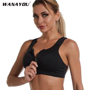 Bras Wanayou Plus Taille Sports Bras Femmes Front Zipper Sports Bra Adjustable Sports Bra Top de sport de course d'amortissement