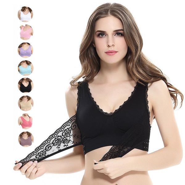 Bras Wireless Front Cross Bustle Lace Lace Lift Bra pour les femmes Sexy Young Girl Breast Samless Bralette Souswear plus taille