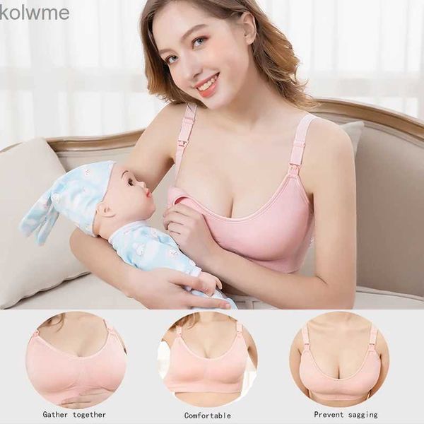 Soutiens-gorge Soutien-gorge de maternité sans fil femmes enceintes sans couture prévenir l'affaissement soutien-gorge d'allaitement Push Up respirant avant ouvert soutien-gorge d'allaitement chaud YQ240203