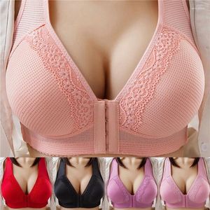 Soutien-gorge respirant avec boucle avant pour femme, sous-vêtement sans fil, bretelles élargies, brassière confortable, été