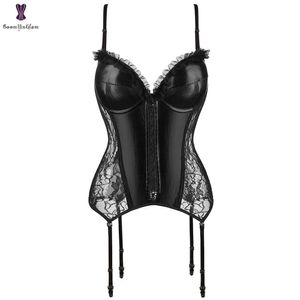 Bras Women Gotisch ondergoed Zwarte bloemenbeha Bra -band Duw synthetisch leer sexy lingerie steampunk korsetten en bustiers