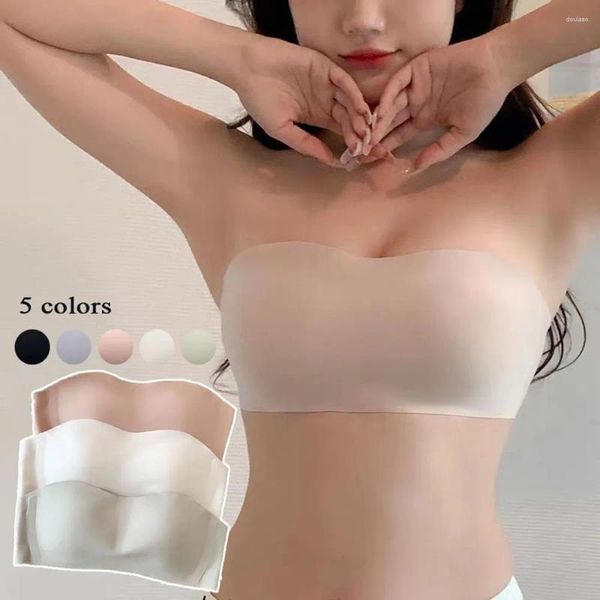 Bras Mujeres Sujetador invisible Antideslizante Pecho Belleza Espalda Sin costuras Cómoda Ropa interior Inalámbrica Push Up para vestido de novia Camisola