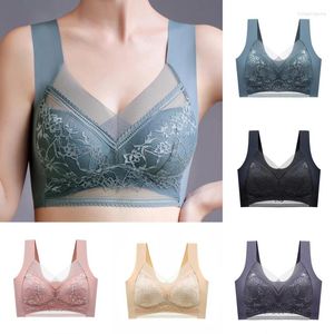 Bras Femmes en dentelle Perspective complète tasse de couleur unie solide dames Brassiere V-col