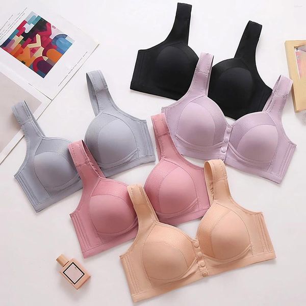 Bras Mujeres Hebilla delantera Sexy Sin anillo de acero Sujetador sin costura Recogido apretado para mujeres Tallas grandes Ropa interior Bralette Top