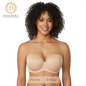 Beha's Strapless bh voor dames Voor grote bustes Contour beugel Meerweg Volledige dekking Grote maten Onzichtbaar D DD E F G H